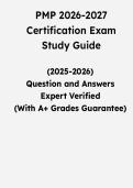 PMP 2026-2027 Certification Exam Study Guide &vert; Questions & Verified Answers &vert; Comprehensive Project Management Professional Certification Exam Review PDF &vert; 2026-2027