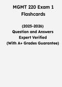 MGMT 220 Exam 1 Flashcards &vert; Questions & Verified Answers &vert; Comprehensive Management Principles Exam Review Study Guide PDF &vert; 2026