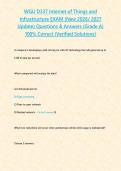 WGU D337 Internet of Things and Infrastructure EXAM &lpar;New 2026&sol; 2027 Update&rpar; Questions & Answers &lbrace;Grade A&rcub; 100&percnt; Correct &lpar;Verified Solutions&rpar;&NewLine;&NewLine;
