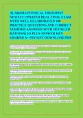 Testbank Alabama Physical Therapist NEWEST UPDATED REAL Final Exam 2026 with 100 Practice Questions & Correct Verified Answers with Detailed Rationales PLUS Answer Key Graded A&plus; Instant Download PDF&NewLine;&NewLine;