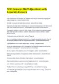 NBE Sciences MATS Questions with Accurate Answers