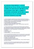 Testbank&colon; Alabama Paramedic Latest Updated Actual Final Exam &ndash; 100 Practice Questions & Verified Answers with Rationales &plus; Answer Key PDF&NewLine;&NewLine;