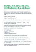 Testbank&colon; Ace the HCPCS&comma; ICD&comma; CPT & CMS-1500 Ch 8 & 11 Exam&excl; 2025&sol;2026 Updated Questions&comma; Correct Answers & Rationales&NewLine;&NewLine;