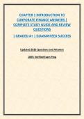 CHAPTER 1 INTRODUCTION TO CORPORATE FINANCE ANSWERS &vert; COMPLETE STUDY GUIDE AND REVIEW QUESTIONS