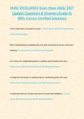 HVAC EXCELLENCE Exam &lpar;New 2026&sol; 2027 Update&rpar; Questions & Answers &lbrace;Grade A&rcub; 100&percnt; Correct &lpar;Verified Solutions&rpar;&NewLine;&NewLine;