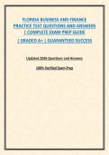 FLORIDA BUSINESS AND FINANCE PRACTICE TEST QUESTIONS AND ANSWERS &vert; COMPLETE EXAM PREP GUIDE