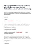 NR 511 CEA Exam &lpar;2025-2026 UPDATE&rpar; with 150 Questions and Verified Rationalized Answers&comma; Exams of Nursing