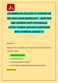 CHAMBERLAIN COLLEGE OF NURSING NR  &NewLine;509 APEA EXAM NEUROLOGY &ndash; QUESTION &NewLine;AND ANSWERS WITH RATIONALES&period; &NewLine;LATEST UPDATE 20262027 QUESTIONS &NewLine;WITH ANSWERS GRADED A&plus;