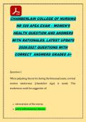 CHAMBERLAIN COLLEGE OF NURSING &NewLine;NR 509 APEA EXAM &ndash; WOMEN&rsquo;S &NewLine;HEALTH QUESTION AND ANSWERS &NewLine;WITH RATIONALES&period; LATEST UPDATE &NewLine;20262027 QUESTIONS WITH &NewLine;CORRECT  ANSWERS GRADED A&plus; 