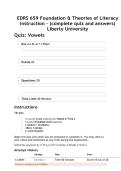 EDRS 659 Foundation & Theories of Literacy Instruction &ndash; &lpar;complete quiz and answers&rpar; Liberty University