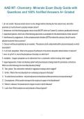 AAB MT- Chemistry- Minerals Exam Study Guide with Questions and 100&percnt; Verified Answers A&plus; Graded
