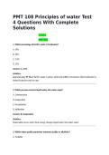 PMT 108 Principles of water Test 4 Questions With Complete Solutions