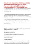 FAA Aircraft Dispatcher &lpar;ADX&rpar; Exam 2026 &vert; Verified Practice Questions & Correct Answers with Detailed Rationales &vert; Comprehensive FAA Certification Prep