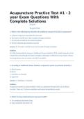 Acupuncture Practice Test &num;1 - 2 year Exam Questions With Complete Solutions
