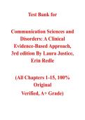 Communication Sciences and Disorders&colon; A Clinical Evidence-Based Approach&comma; 3rd edition &mdash; by Laura Justice&comma; Erin Redle &vert; Complete Test Bank &lpar;Ch&period; 1-15&rpar;