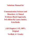 Communication Sciences and Disorders&colon; A Clinical Evidence-Based Approach&comma; 3rd edition &mdash; by Laura Justice&comma; Erin Redle &vert; Solutions Manual &lpar;Chapter 1-15&rpar;
