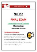 NU 150 &NewLine;FINAL EXAṂ &NewLine;Teṡted Queṡtionṡ with Rationaleṡ &NewLine;Pharṃacology &NewLine;Galen College of Nurṡing 