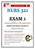NURS 321 Exam 1 &ndash; Health & Illness Concepts II &ndash; Actual Questions & Answers &lpar;DU&rpar; Updated PDF