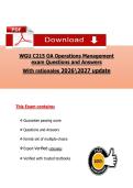 WGU C215 OA Operations Management &NewLine;exam Questions and Answers  &NewLine;With rationales 20262027 update 