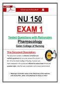 NU 150  &NewLine;EXAṂ 1 &NewLine;Tested Questions with Rationales &NewLine;Pharṃacology &NewLine;Galen College of Nursing