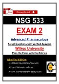 NSG 533 Exam 2 &ndash; Wilkes Advanced Pharmacology &lpar;2026&rpar; Actual Questions & Study Guide &vert; Guarantee Pass