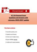 AZ 104 Renewal Exam  &NewLine;Questions and Ansẉers with &NewLine;rationales 20262027 update