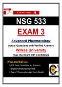 NSG 533 Exam 3 &ndash; Wilkes Advanced Pharmacology &lpar;2026&rpar; Actual Questions & Study Guide &vert; Guarantee Pass