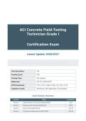 ACI GRADE I ACTUAL EXAM 2026&sol;2027 &vert; Concrete Field-Testing Technician Certification &vert; 100&percnt; Verified Q&A &vert; Pass Guaranteed - A&plus; Graded&NewLine;&NewLine;