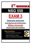 NSG 550 &lpar;Exams 1 &ndash; 3&rpar; Wilkes Diagnostic Reasoning Bundle &ndash; Take and pass the Exam