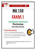 NU 150  &NewLine;EXAṂ 1 &NewLine;Tested Questions with Rationales &NewLine;Ṗharṃacology &NewLine;Galen College of Nursing 
