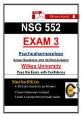 NSG 552 &lpar;Exams 1 &ndash; 3&rpar; Wilkes Psychopharmacology Bundle &ndash; Take and pass the Exam
