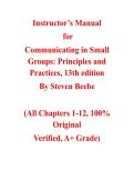 Instructor's Manual for Communicating in Small Groups&colon; Principles and Practices&comma; 13th edition &lpar;Steven Beebe&comma; 2024&rpar;&comma; Chapter 1-12 &vert; All Chapters