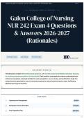 Galen College of Nursing NUR 242 Exam 4 Questions & Answers 2026-2027 &lpar;Rationales&rpar;