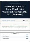 Galen College NUR 242 Exam 3 Streb Notes Questions & Answers 2026-2027 &lpar;Rationales&rpar;