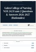 Galen College of Nursing NUR 242 Exam 2 Questions & Answers 2026-2027 &lpar;Rationales&rpar;