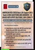 American Red Cross Basic Life Support &lpar;BLS&rpar; Exam A 2026 Questions and Answers &ndash; A&plus; Graded with Expert Solutions