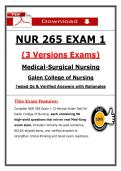 NUR 265 Exam 1 Medical-Surgical Nursing &lpar;Latest 2026&sol;2027 Update&rpar; PDF &vert; Nursing &vert; Galen College&NewLine;
