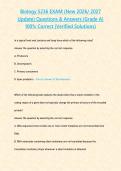 Biology 5236 EXAM &lpar;New 2026&sol; 2027 Update&rpar; Questions & Answers &lbrace;Grade A&rcub; 100&percnt; Correct &lpar;Verified Solutions&rpar;&NewLine;&NewLine;