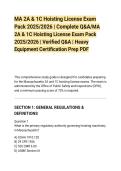 MA 2A & 1C Hoisting License Exam&NewLine;Pack 2025&sol;2026 &vert; Complete Q&A&sol;MA&NewLine;2A & 1C Hoisting License Exam Pack&NewLine;2025&sol;2026 &vert; Verified Q&A &vert; Heavy&NewLine;Equipment Certification Prep PDF