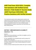 AHIP Final Exam 2025&sol;2026 &vert; Complete&NewLine;Test Questions with Verified Correct&NewLine;Answers &vert; Fully Graded A&plus; Success Guide&NewLine;&sol;AHIP Final Exam 2025&sol;2026 &vert; 100&NewLine;Practice Questions with Verified Answers