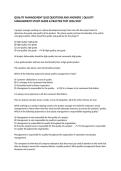 QUALITY MANAGEMENT QUIZ QUESTIONS AND ANSWERS &vert; QUALITY MANAGEMENT STUDY GUIDE & PRACTICE TEST 2026&sol;2027