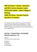 NUR 265 Exam 1 Review Questions&NewLine;and100&percnt; Correct Answers Latest&NewLine;2025&sol;2026 Update - Galen College of&NewLine;Nursing&period;&NewLine;&sol;NUR 265 Exam 1 Review Practice&NewLine;Questions & Answers