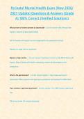 Perinatal Mental Health Exam &lpar;New 2026&sol; 2027 Update&rpar; Questions & Answers &lbrace;Grade A&rcub; 100&percnt; Correct &lpar;Verified Solutions&rpar;
