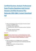 Certified Business Analysis Professional &NewLine;Exam Practice Questions And Correct &NewLine;Answers &lpar;Verified Answers&rpar; Plus &NewLine;Rationale 2026 Q&A&vert; Instant Download &NewLine;Pdf