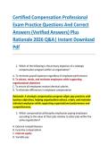 Certified Compensation Professional &NewLine;Exam Practice Questions And Correct &NewLine;Answers &lpar;Verified Answers&rpar; Plus &NewLine;Rationale 2026 Q&A&vert; Instant Download &NewLine;Pdf