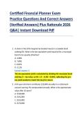 Certified Financial Planner Exam &NewLine;Practice Questions And Correct Answers &NewLine;&lpar;Verified Answers&rpar; Plus Rationale 2026 &NewLine;Q&A&vert; Instant Download Pdf 