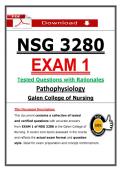 NSG 3280 Exam 1 Pathophysiology Tested Questions &lpar;Latest 2026&sol;2027 Update&rpar; PDF &vert; Nursing &vert; Galen College