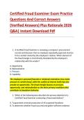 Certified Fraud Examiner Exam Practice &NewLine;Questions And Correct Answers &NewLine;&lpar;Verified Answers&rpar; Plus Rationale 2026 &NewLine;Q&A&vert; Instant Download Pdf