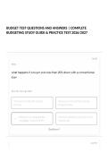 BUDGET TEST QUESTIONS AND ANSWERS &vert; COMPLETE BUDGETING STUDY GUIDE & PRACTICE TEST 2026&sol;2027