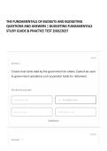 THE FUNDAMENTALS OF BUDGETS AND BUDGETING QUESTIONS AND ANSWERS &vert; BUDGETING FUNDAMENTALS STUDY GUIDE & PRACTICE TEST 2026&sol;2027